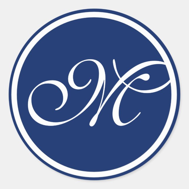 Sticker Rond Monogramme blanc bleu (Devant)