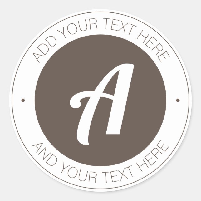 Sticker Rond Monogramme blanc et Brown ou ajouter le logo (Devant)