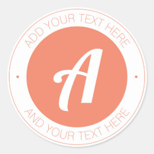 Sticker Rond Monogramme blanc et Saumon ou ajouter le logo