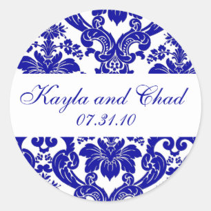 Sticker Rond Monogramme bleu Damas