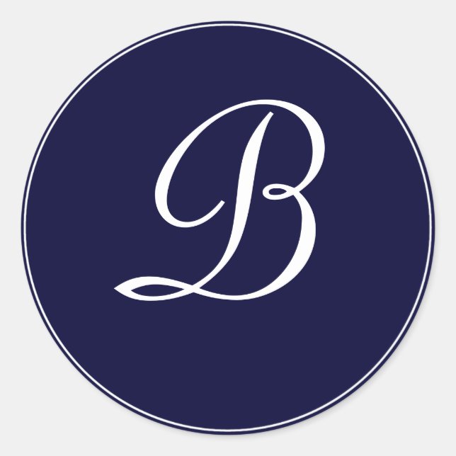 Sticker Rond Monogramme bleu et blanc de la marine "B" (Devant)