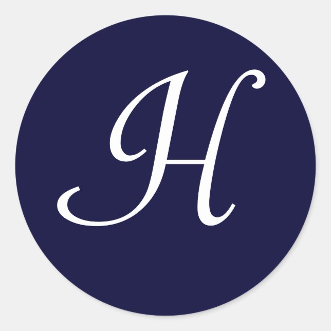 Sticker Rond Monogramme bleu et blanc de la marine Phoque initi (Devant)