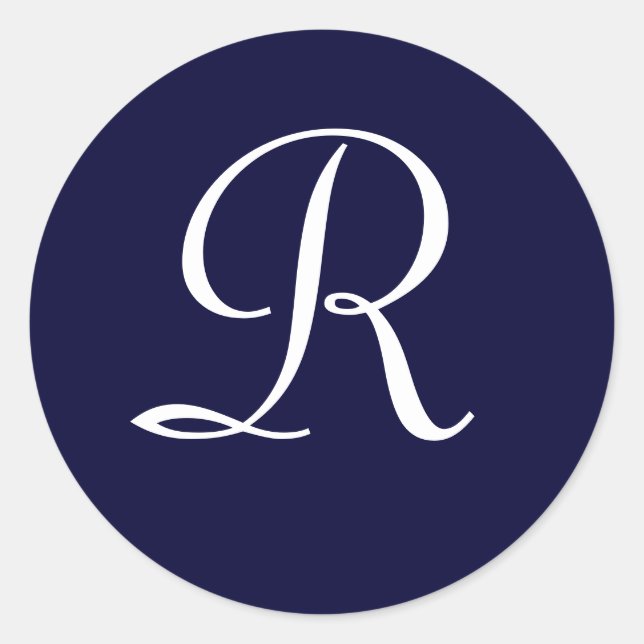 Sticker Rond Monogramme bleu et blanc de la marine Sceau initia (Devant)