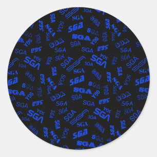 Sticker Rond Monogramme Bleu et noir