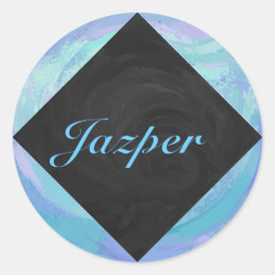 Sticker Rond Monogramme bleu glacier