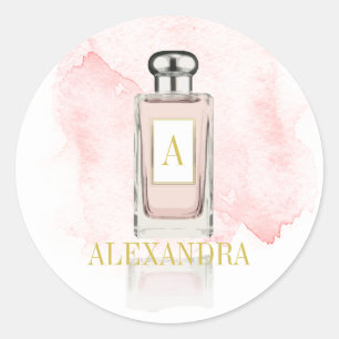 Sticker Rond Monogramme Bouteille de parfum Élégant