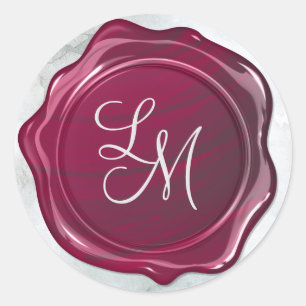 Sticker Rond Monogramme brillant élégant de joint de cire de