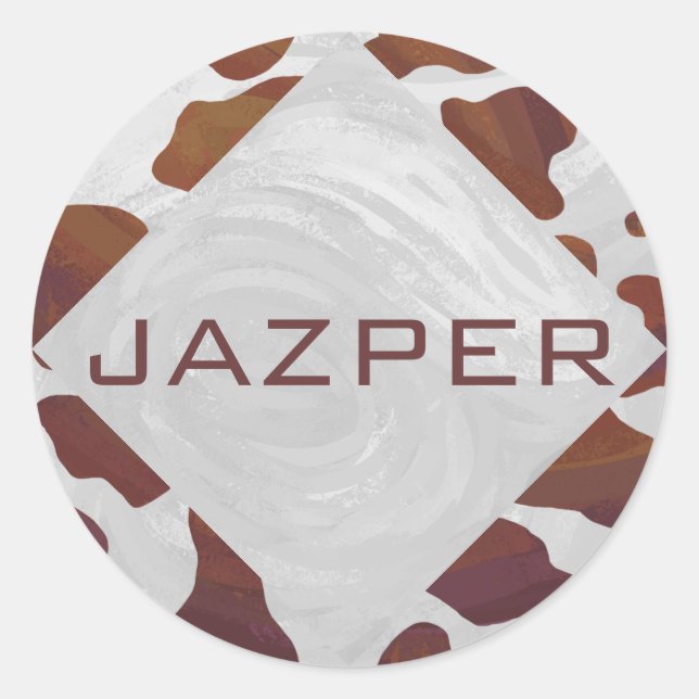 Sticker Rond Monogramme Brown et blanc de vache (Devant)