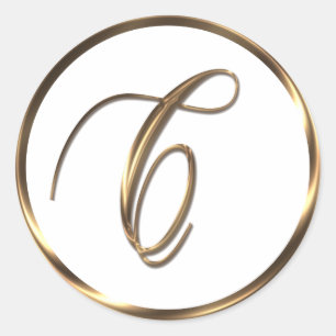 Sticker Rond Monogramme C Faux Bronze