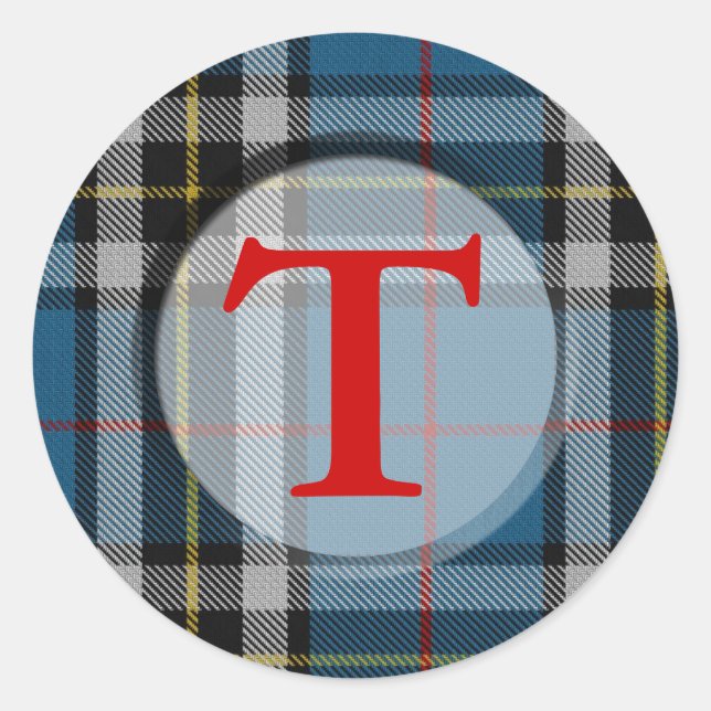 Sticker Rond Monogramme/cadre photo plaid (Devant)