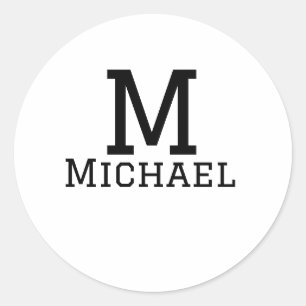 Sticker Rond Monogramme capital masculin ajouter nom simple cla
