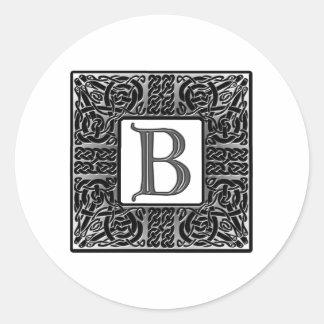 Sticker Rond Monogramme Celtique "B" argenté