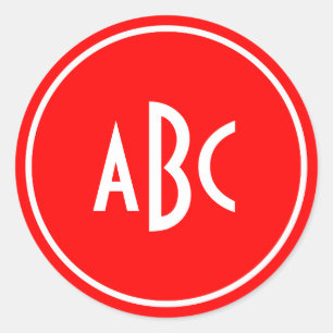 Sticker Rond Monogramme Cercle rouge et blanc