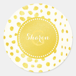 Sticker Rond Monogramme chic d'impression de guépard de partie