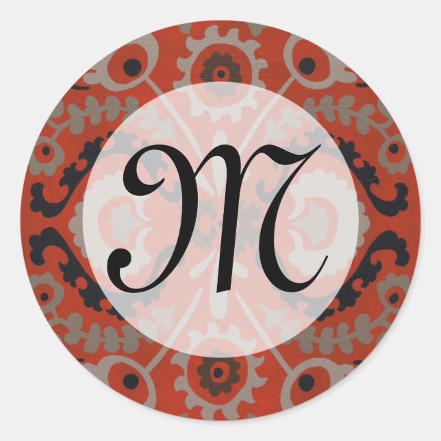 Sticker Rond Monogramme | Cinnabar Suzani I (Devant)