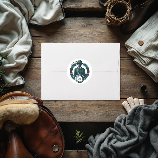 Sticker Rond Monogramme classique de charme Preppy (Classic Preppy Charm Monogram Classic Round Sticker)