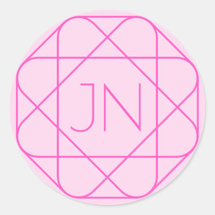 Sticker Rond Monogramme Cool, Style de Logo Hip Rose & Magent