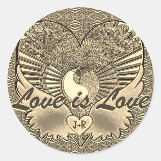 Sticker Rond Monogramme Couples Initiales L'amour est amour Coe (Devant)
