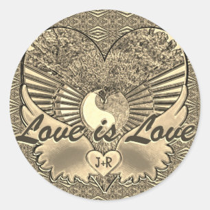 Sticker Rond Monogramme Couples Initiales L'amour est amour Coe