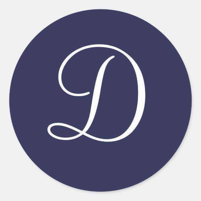 Sticker Rond Monogramme D, blanc sur bleu marine, (Devant)