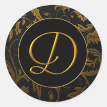 Monogramme D Gold et Black Mariage damassé Seal