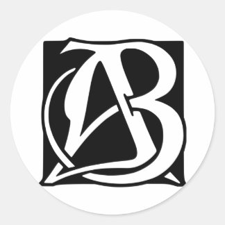 Sticker Rond Monogramme d'ab avec l'arrière - plan noir