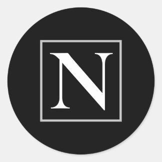 Sticker Rond Monogramme d'affaires noir et blanc
