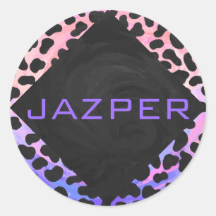 Sticker Rond Monogramme Dalmatien noir et rose