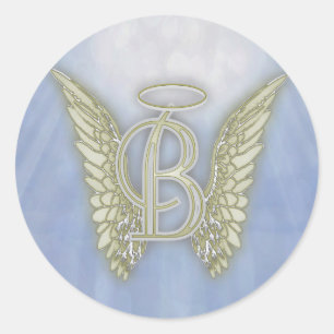 Sticker Rond Monogramme d'ange de la lettre B