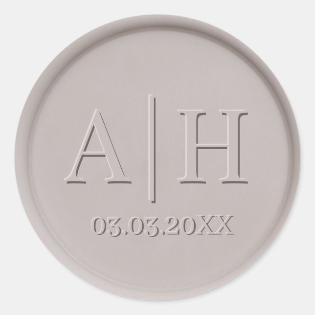 Sticker Rond Monogramme Date Argile Stick de cire Sceau (Devant)