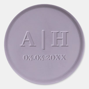 Sticker Rond Monogramme Date Lavender Stick cire Sceau