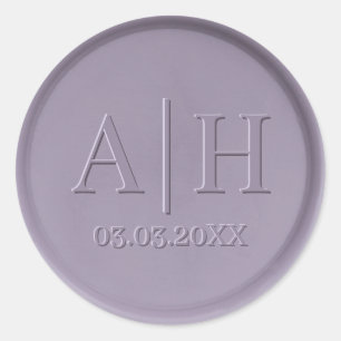 Sticker Rond Monogramme Date Lavender Stick cire Sceau