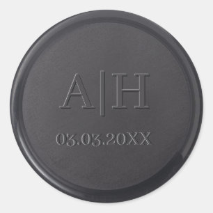 Sticker Rond Monogramme Date Stick de cire noire