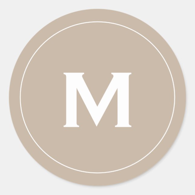 Sticker Rond Monogramme de bloc classique minimal (Devant)