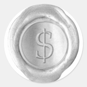 Sticker Rond Monogramme de cire - Argent - Serif $ -