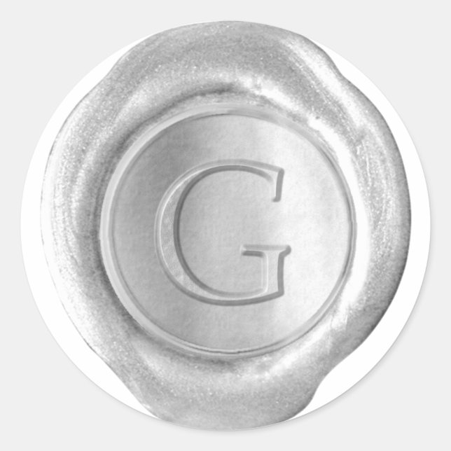 Sticker Rond Monogramme de cire - Argent - Serif G - (Devant)