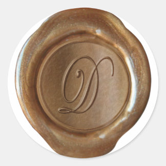 Sticker Rond Monogramme de cire - Cuivre - Script D -