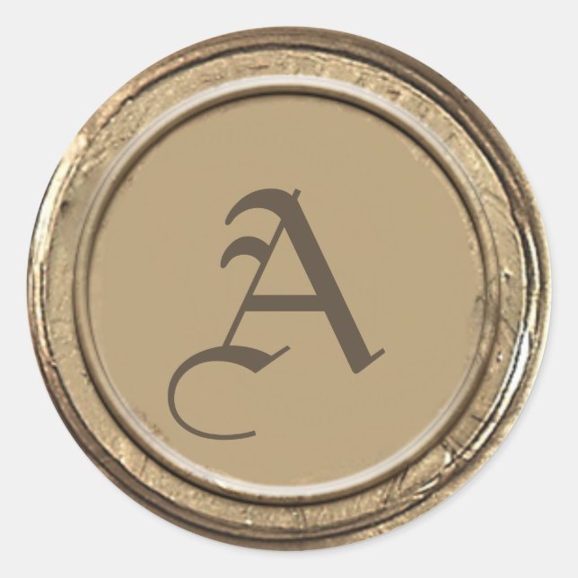 Sticker Rond Monogramme de cire d'or (Devant)