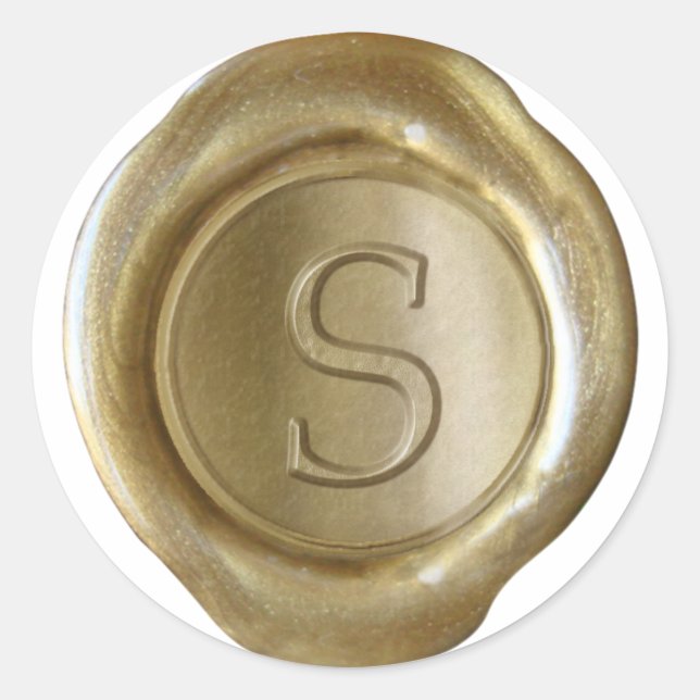 Sticker Rond Monogramme de cire - Or - Serif S - (Devant)