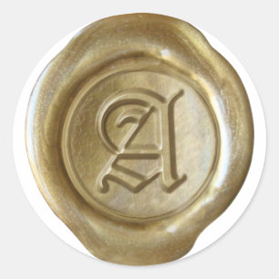 Sticker Rond Monogramme de cire - Or - Vieux Anglais - Lettre A