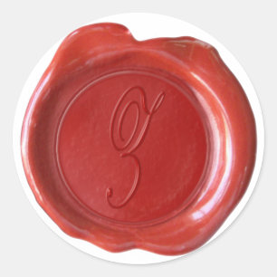 Sticker Rond Monogramme de cire - Rouge - Script Z -