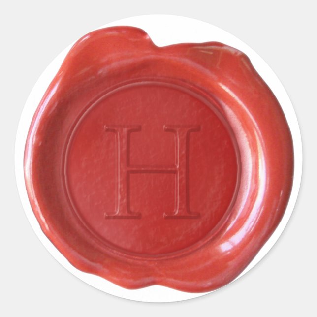 Sticker Rond Monogramme de cire - Rouge - Serif H - (Devant)