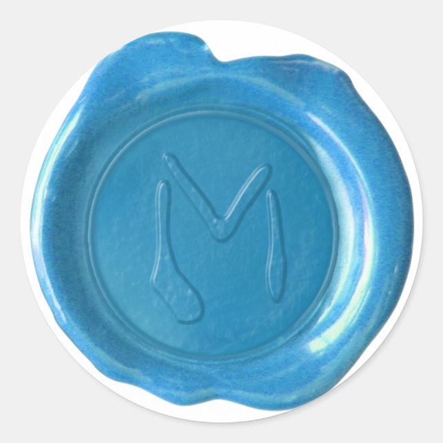 Sticker Rond Monogramme de cire - Vrai Bleu - M - (Devant)