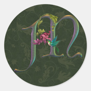 Sticker Rond Monogramme de colibri M