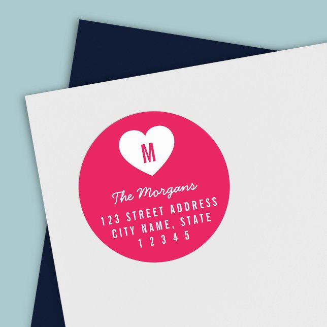 Sticker Rond Monogramme de couleur blanche Adresse de la famill (Créateur téléchargé)