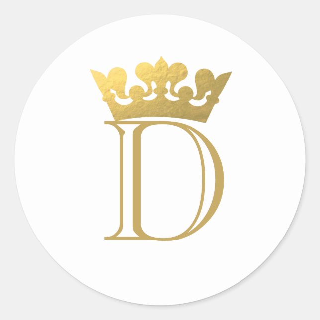 Sticker Rond Monogramme de couronne d'or (Devant)
