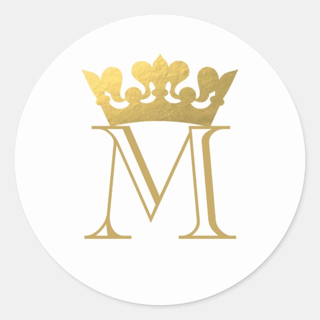 Sticker Rond Monogramme de couronne d'or (Devant)