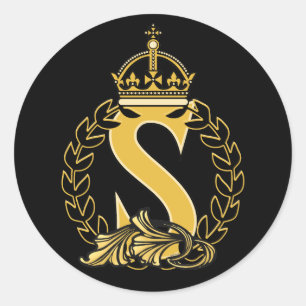 Sticker Rond Monogramme de couronne personnalisé - S