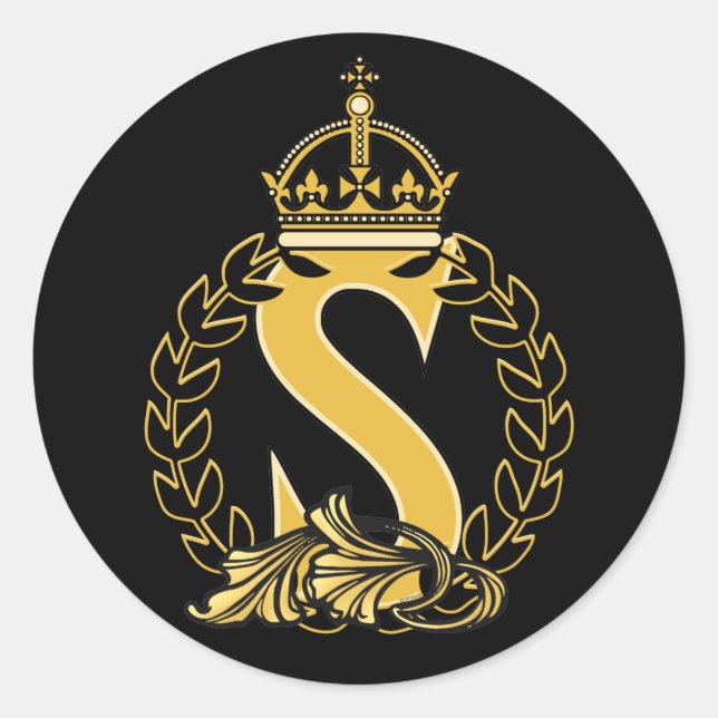 Sticker Rond Monogramme de couronne personnalisé - S (Devant)