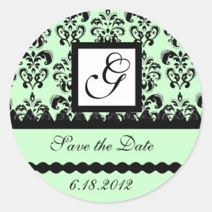 Sticker Rond MONOGRAMME DE DAMASK, vert